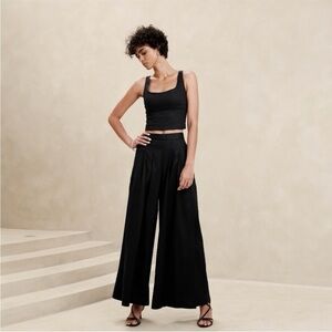 NWT! Banana Republic Black Linen-Blend Palazzo Pant - Multiple Sizes🔹
